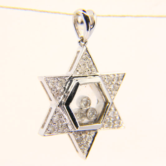 Vintage 18ct White Gold Floating Diamond Star Pendant Hallmarked Gift