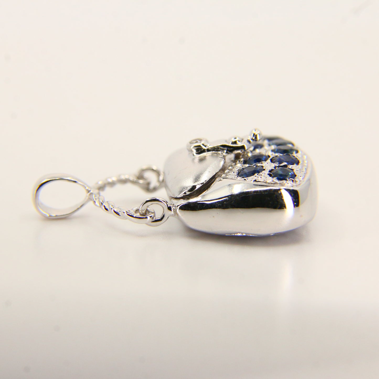 Vintage 14K White Gold Handbag Charm Blue Spinel Pendant Solid Gift