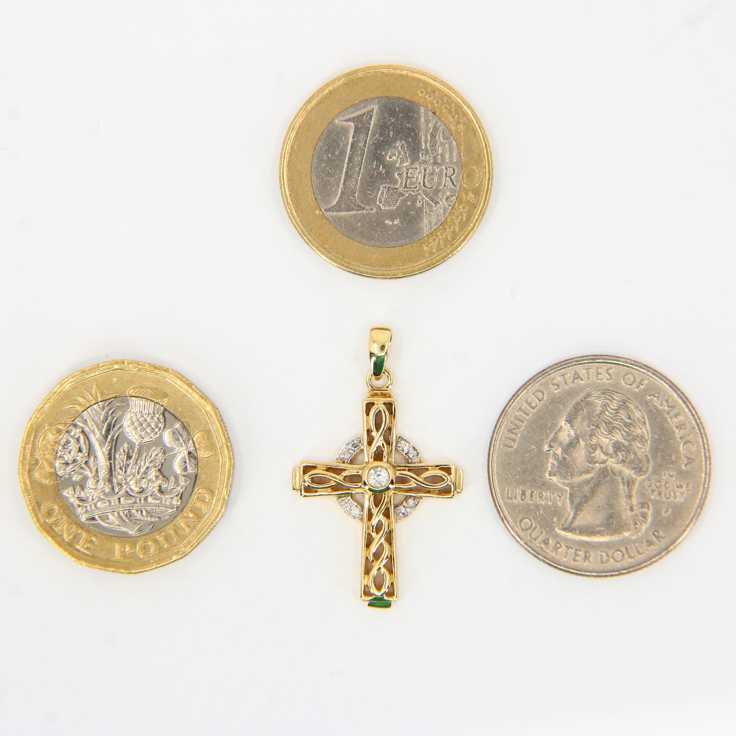 Vintage 9ct Hallmarked Gold Celtic Cross Pendant | Diamond Set Charm