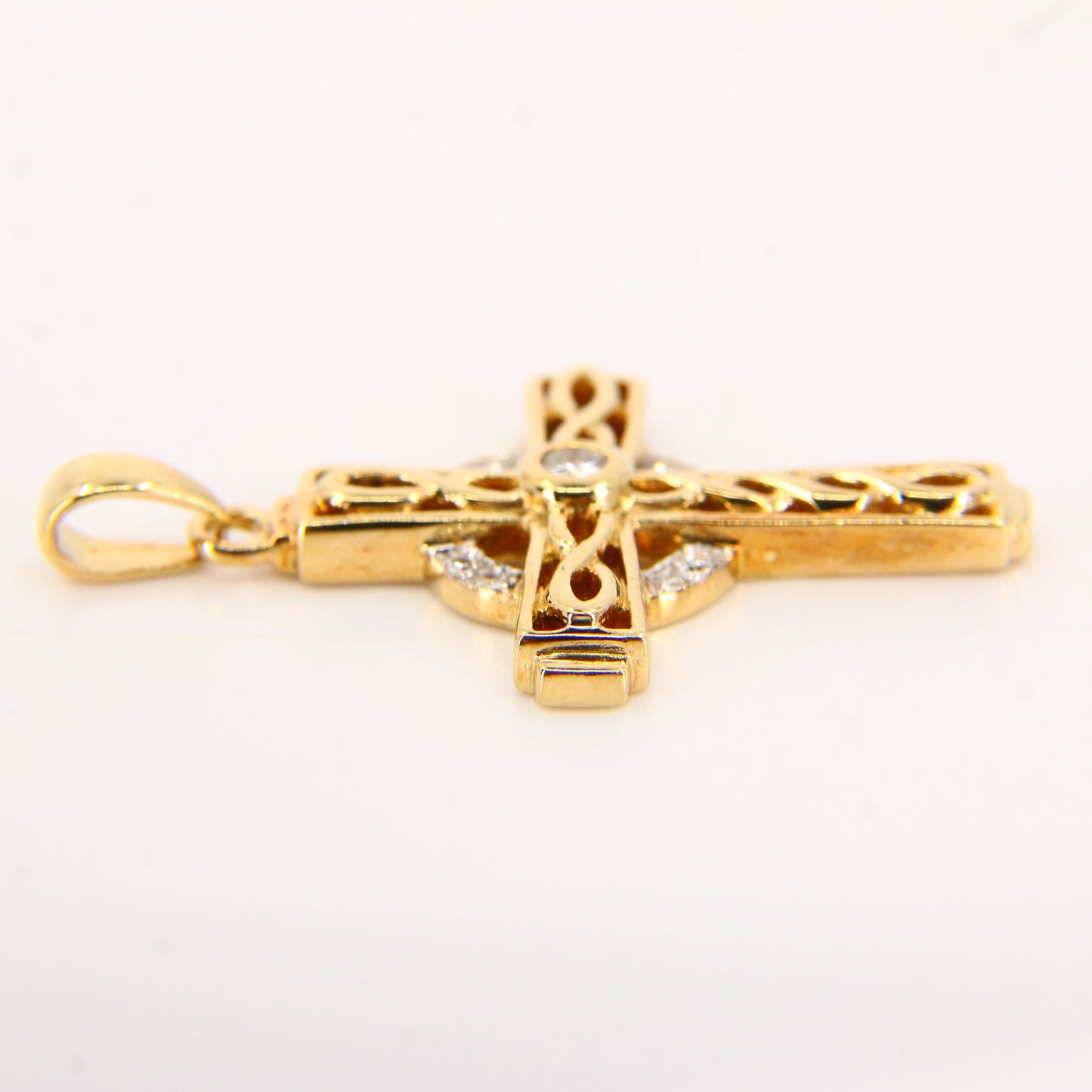 Vintage 9ct Hallmarked Gold Celtic Cross Pendant | Diamond Set Charm