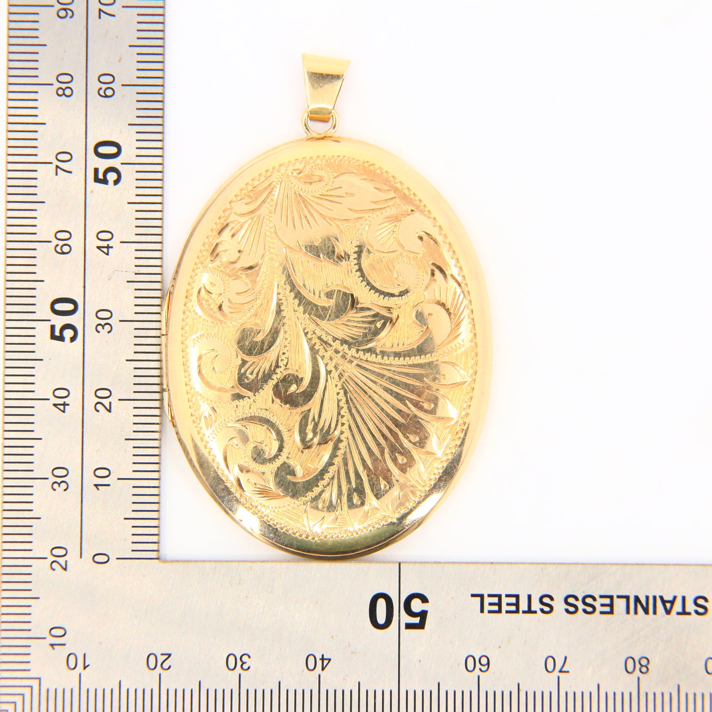 Vintage 9ct Large 2 Photo Locket Pendant Floral Engraved Hallmarked Gold Charm