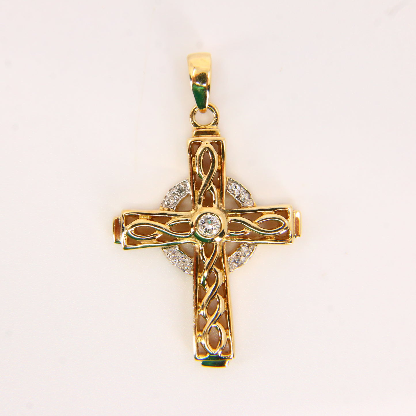 Vintage 9ct Hallmarked Gold Celtic Cross Pendant | Diamond Set Charm