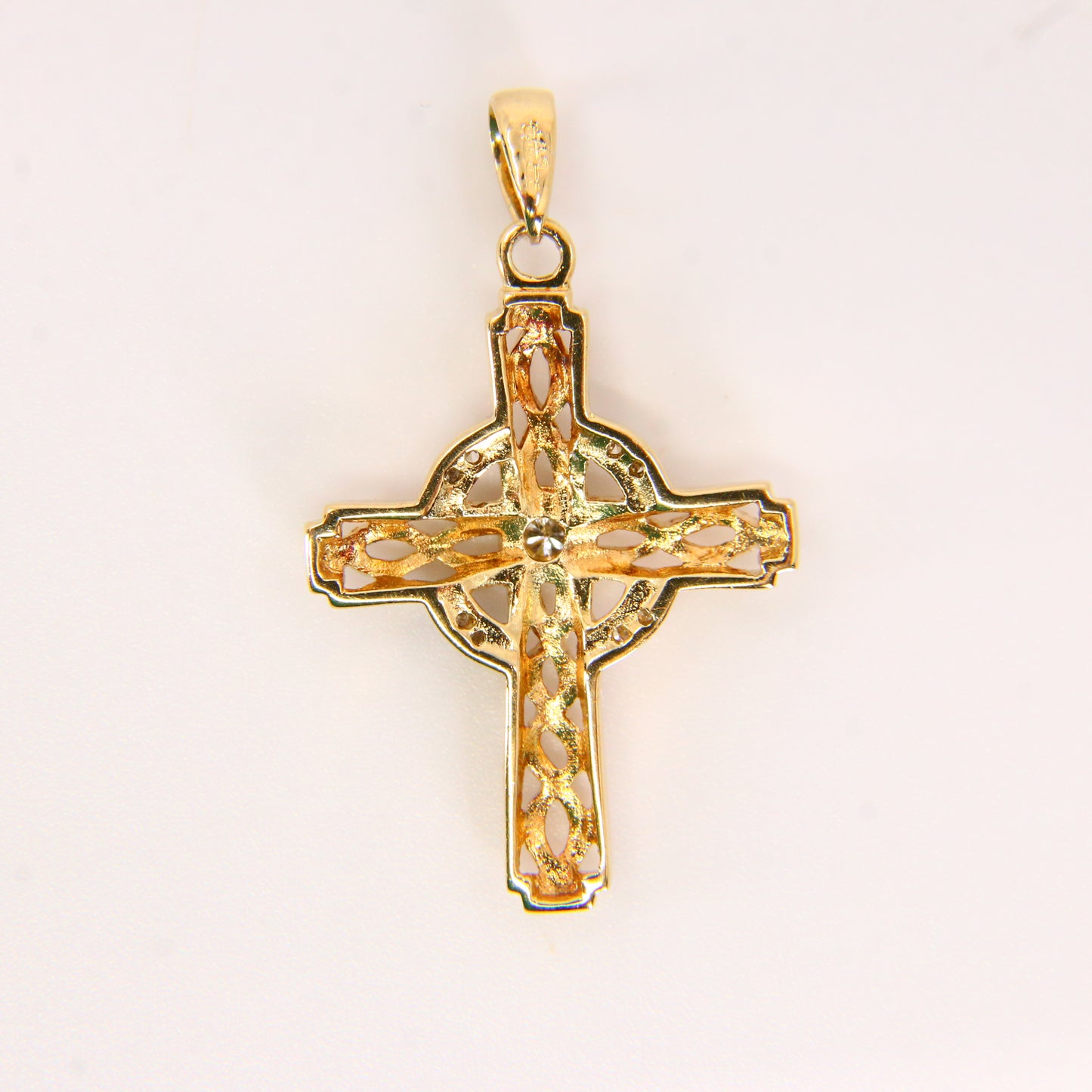 Vintage 9ct Hallmarked Gold Celtic Cross Pendant | Diamond Set Charm