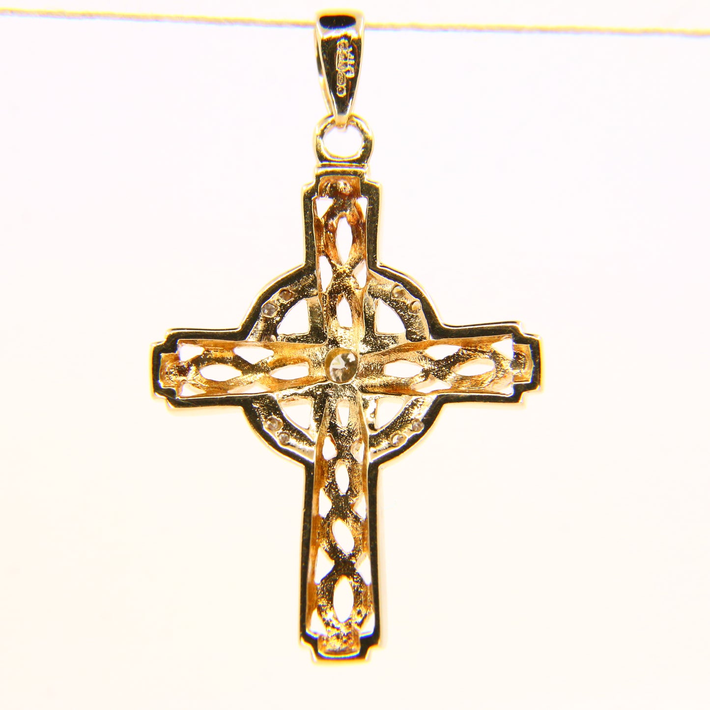 Vintage 9ct Hallmarked Gold Celtic Cross Pendant | Diamond Set Charm