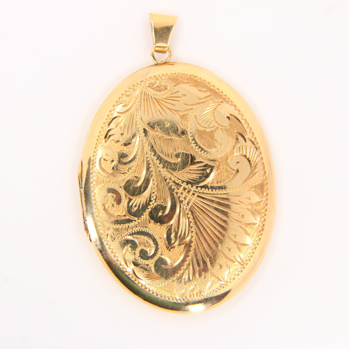 Vintage 9ct Large 2 Photo Locket Pendant Floral Engraved Hallmarked Gold Charm