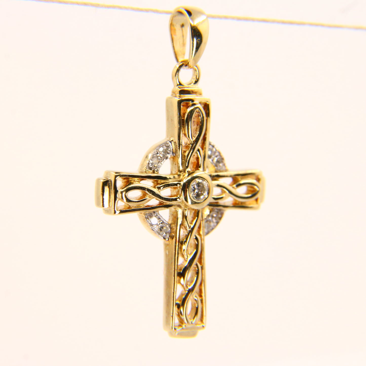 Vintage 9ct Hallmarked Gold Celtic Cross Pendant | Diamond Set Charm