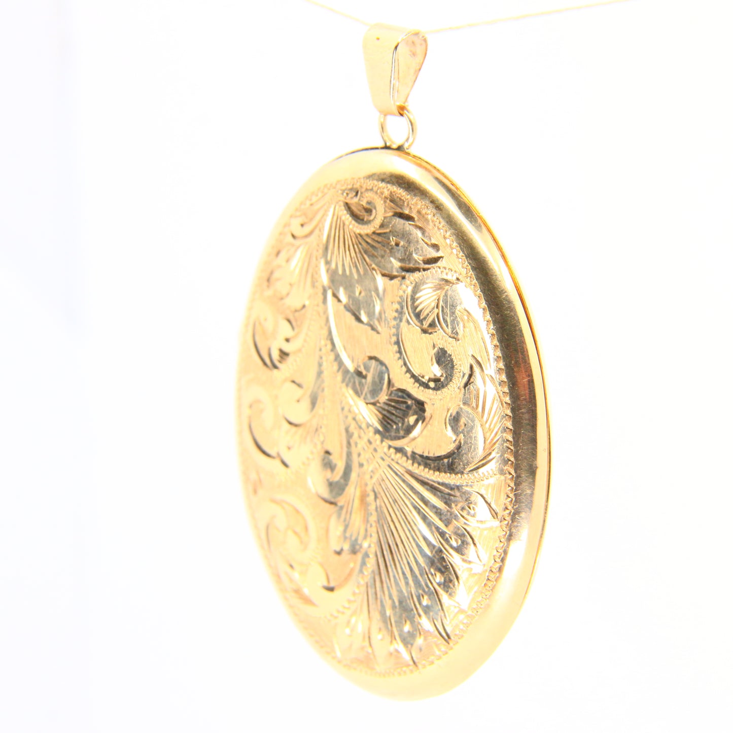 Vintage 9ct Large 2 Photo Locket Pendant Floral Engraved Hallmarked Gold Charm