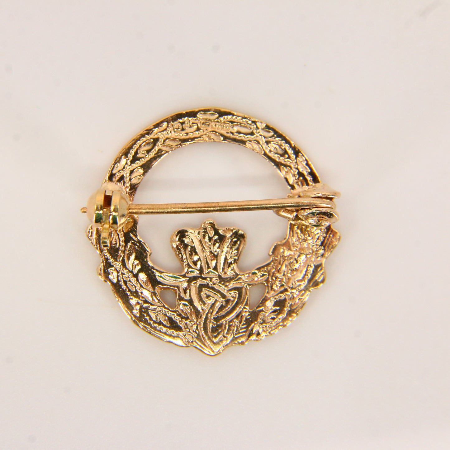 Vintage 9ct Gold Claddagh Brooch – Irish Hallmarked Yellow Gold Gift