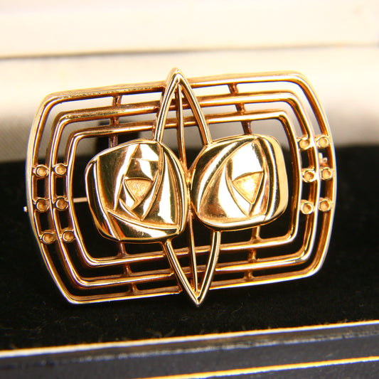Vintage 9ct Gold Hallmarked Ola Gorie Rose Brooch Rennie Mackintosh Gift Boxed