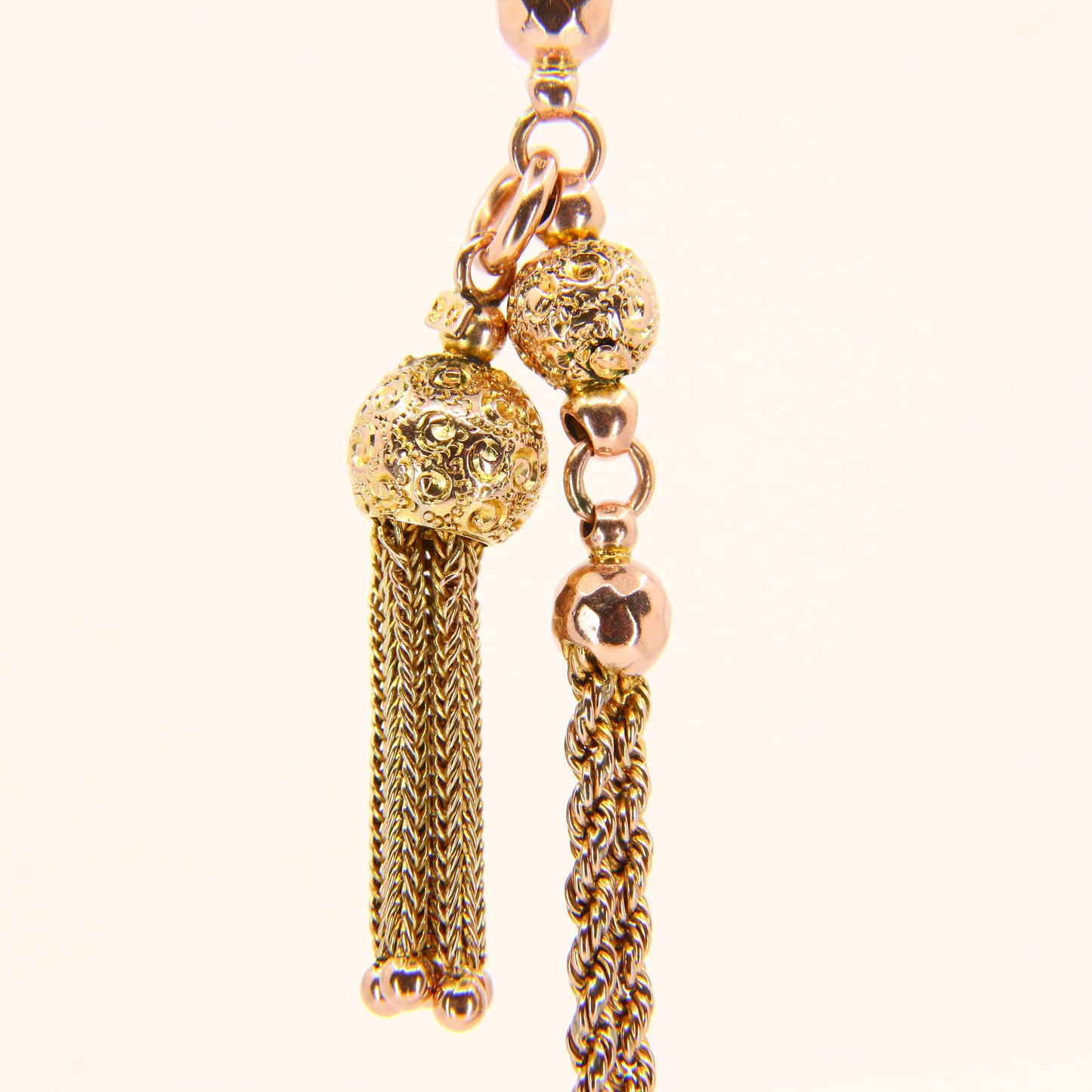 Antique 9ct Gold Albertina Chain 9" with T Bar & Tassel Victorian Bracelet