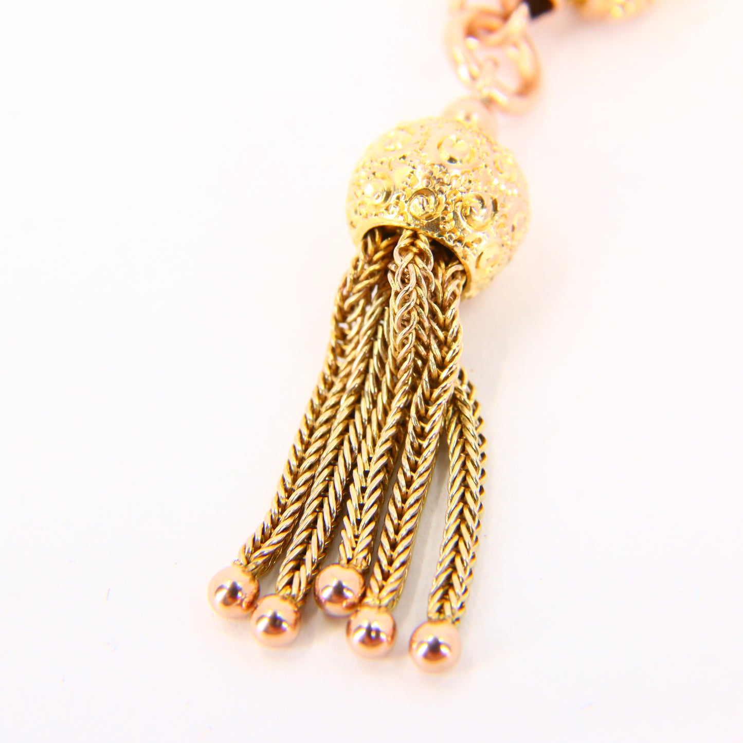 Antique 9ct Gold Albertina Chain 9" with T Bar & Tassel Victorian Bracelet