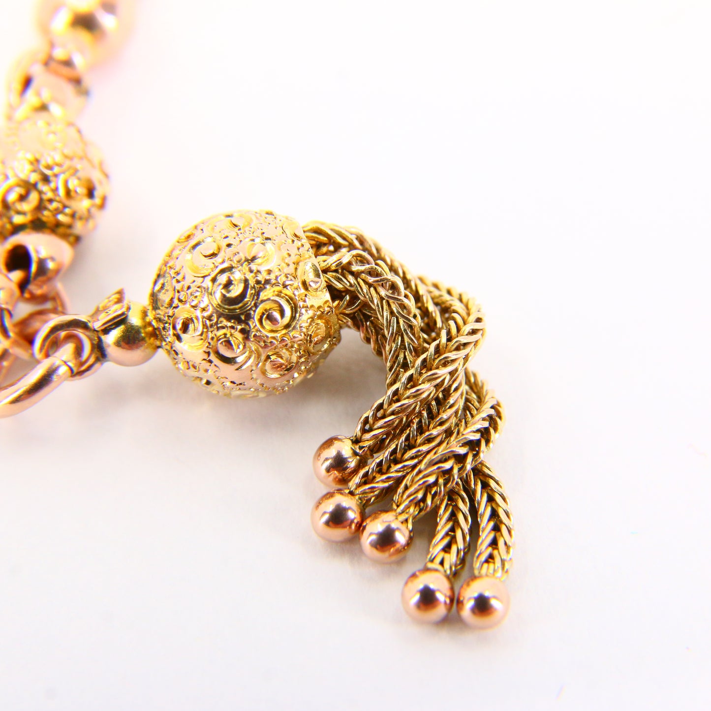 Antique 9ct Gold Albertina Chain 9" with T Bar & Tassel Victorian Bracelet