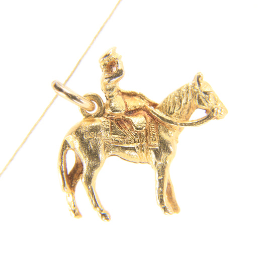 Vintage 9ct Hallmarked Gold Side Saddle Horse Riding Charm Pendant Equestrian Gift