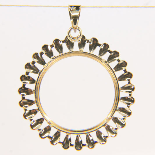 Vintage 9ct Hallmarked Yellow Gold Full Sovereign Holder Pendant Coin Display