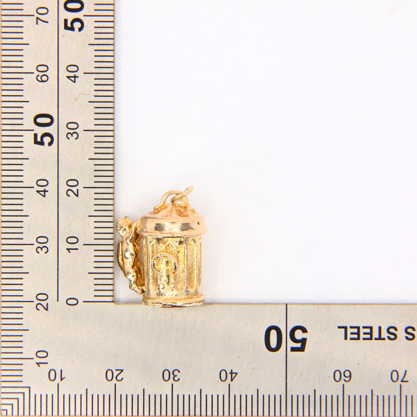 Vintage 9ct Hallmarked Cat Charm | Solid Gold Opening Pendant with Fish