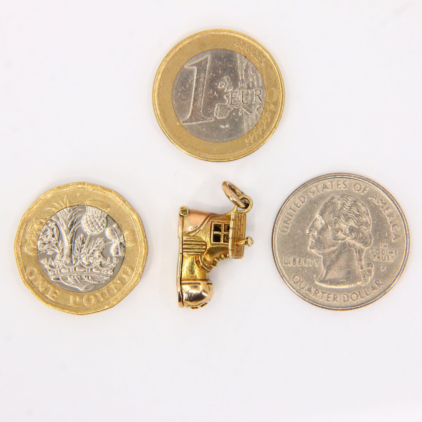 Vintage 9ct Hallmarked Gold George Jensen Shoe House Enamel Charm Pendant