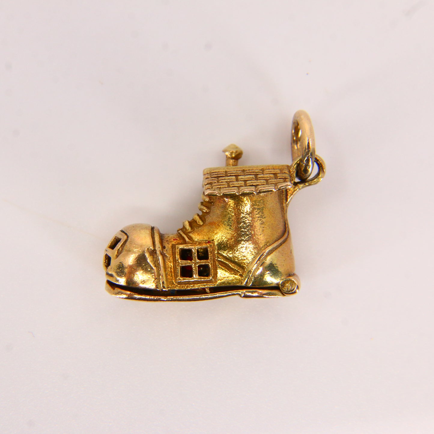 Vintage 9ct Hallmarked Gold George Jensen Shoe House Enamel Charm Pendant