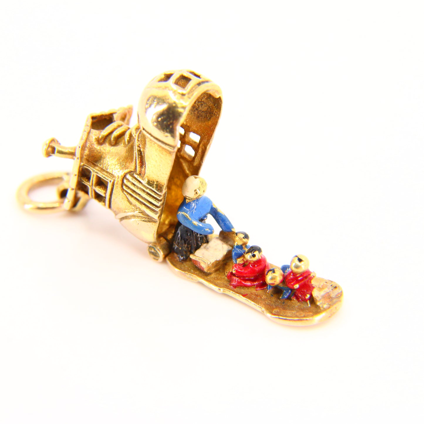 Vintage 9ct Hallmarked Gold George Jensen Shoe House Enamel Charm Pendant