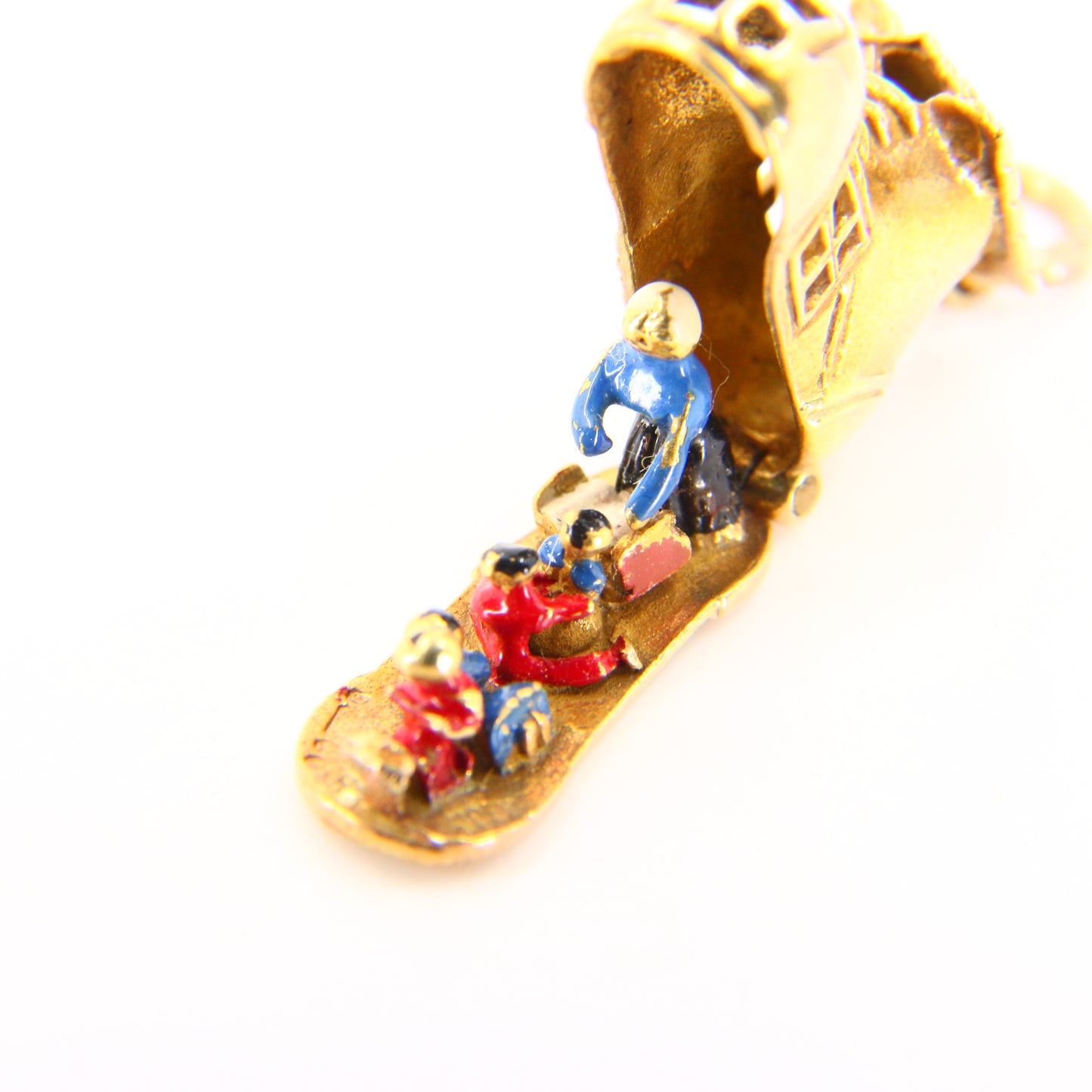 Vintage 9ct Hallmarked Gold George Jensen Shoe House Enamel Charm Pendant