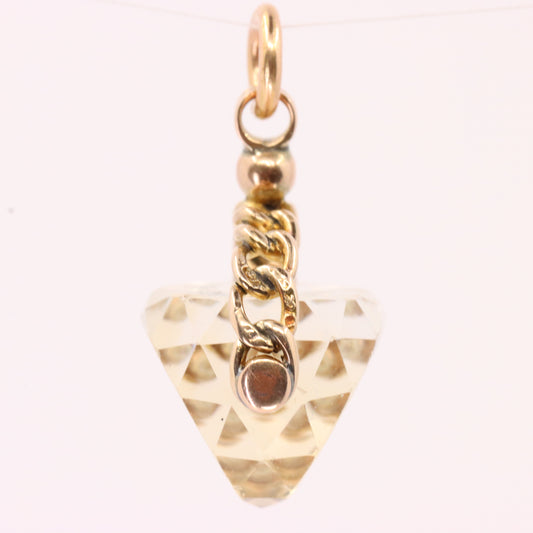 Antique 9ct Hallmarked Yellow Gold Citrine Spinner Pendant Drop Fob Charm Gift