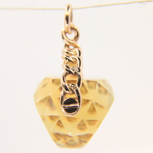 Vintage 9ct Hallmarked Gold Citrine Spinner Pendant Fob Charm Rotating Stone