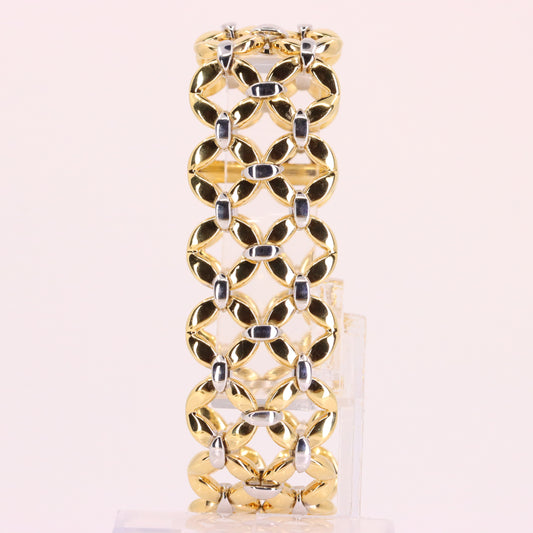 Vintage 18ct Yellow White Gold Italian Chiampesan Fabris 8 Inch Link Bracelet