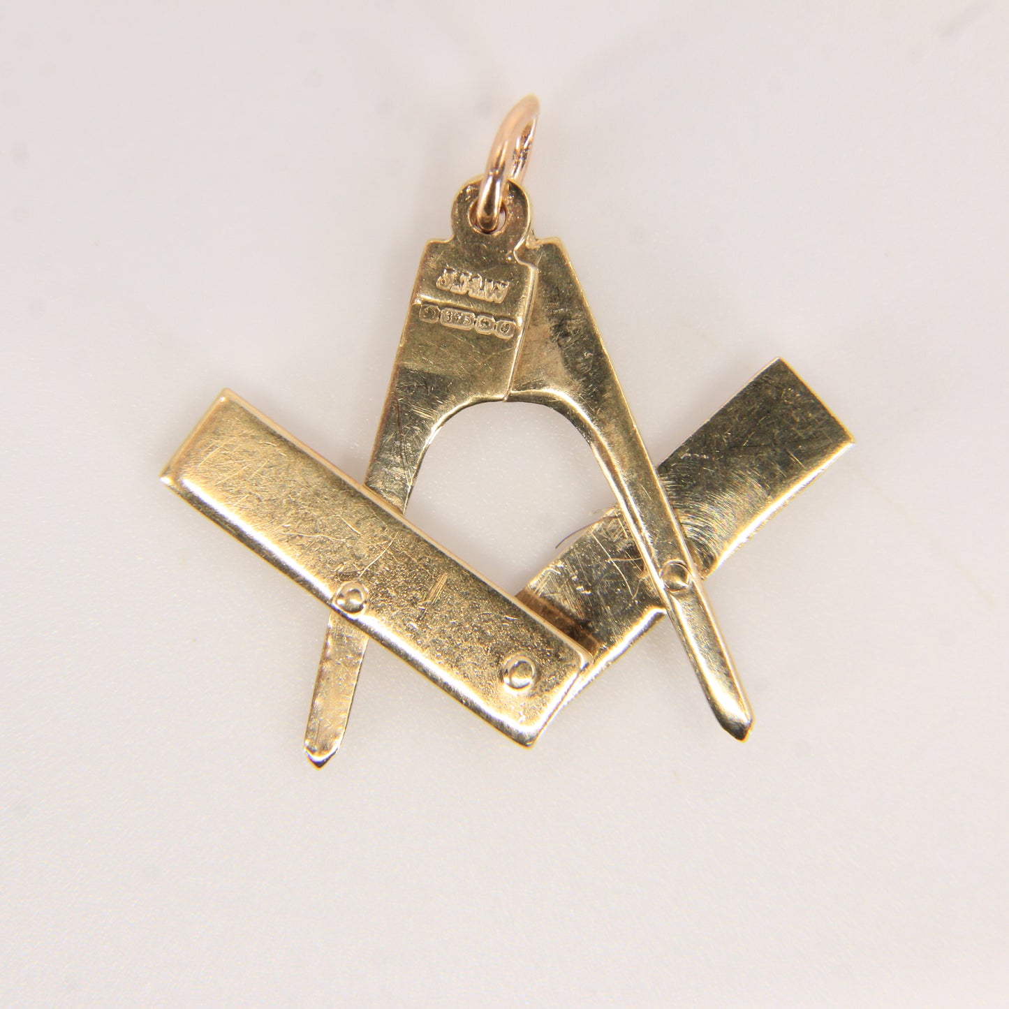 Vintage 9ct Gold Hallmarked Masonic Folding Pendant Compass Square Freemason