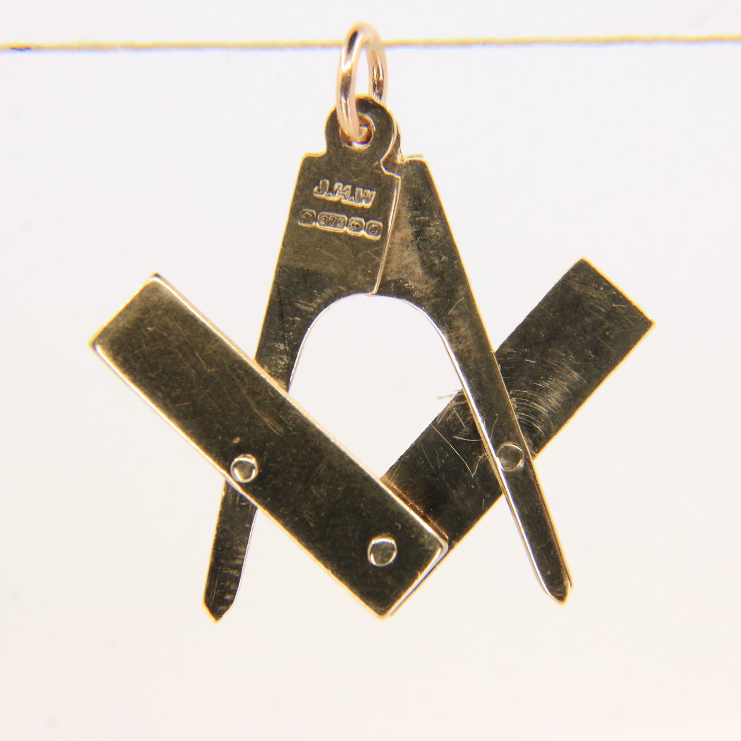 Vintage 9ct Gold Hallmarked Masonic Folding Pendant Compass Square Freemason
