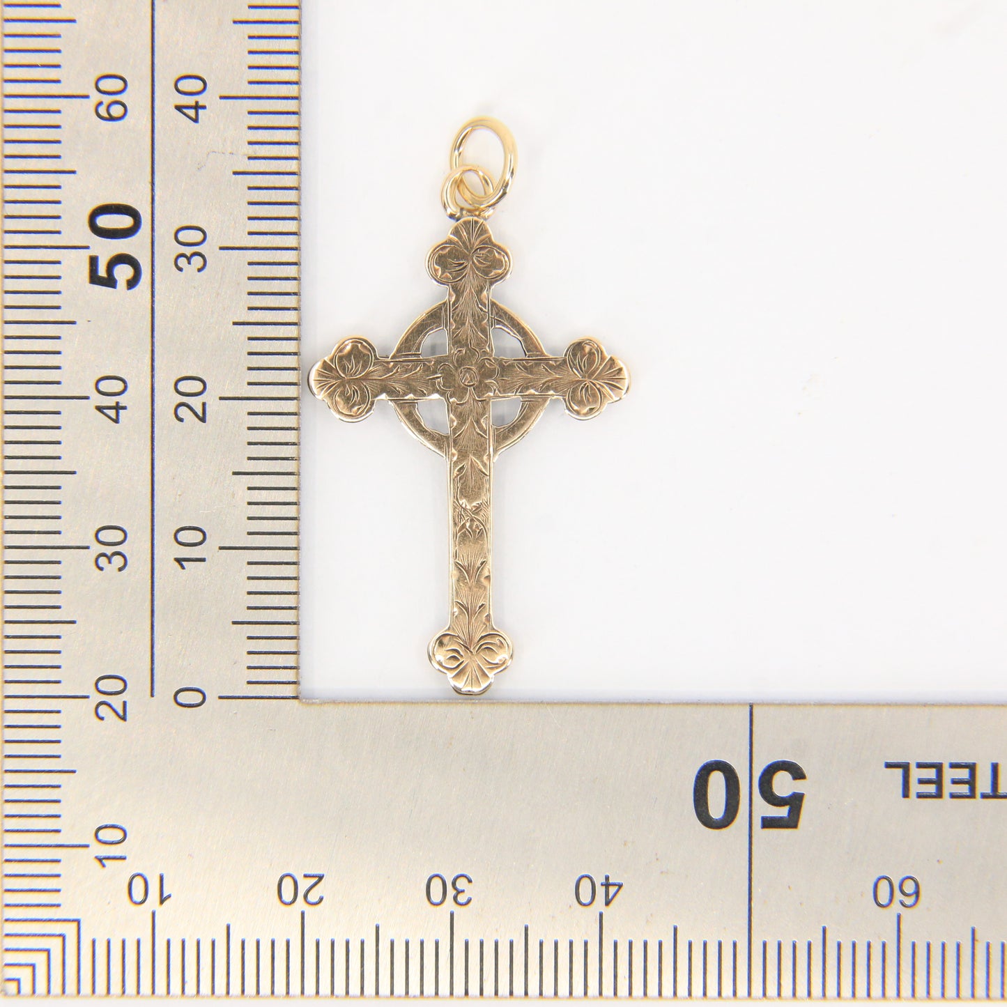 Antique 9ct Hallmarked Gold Cross – P.Bros Solid Gold Pendant Charm
