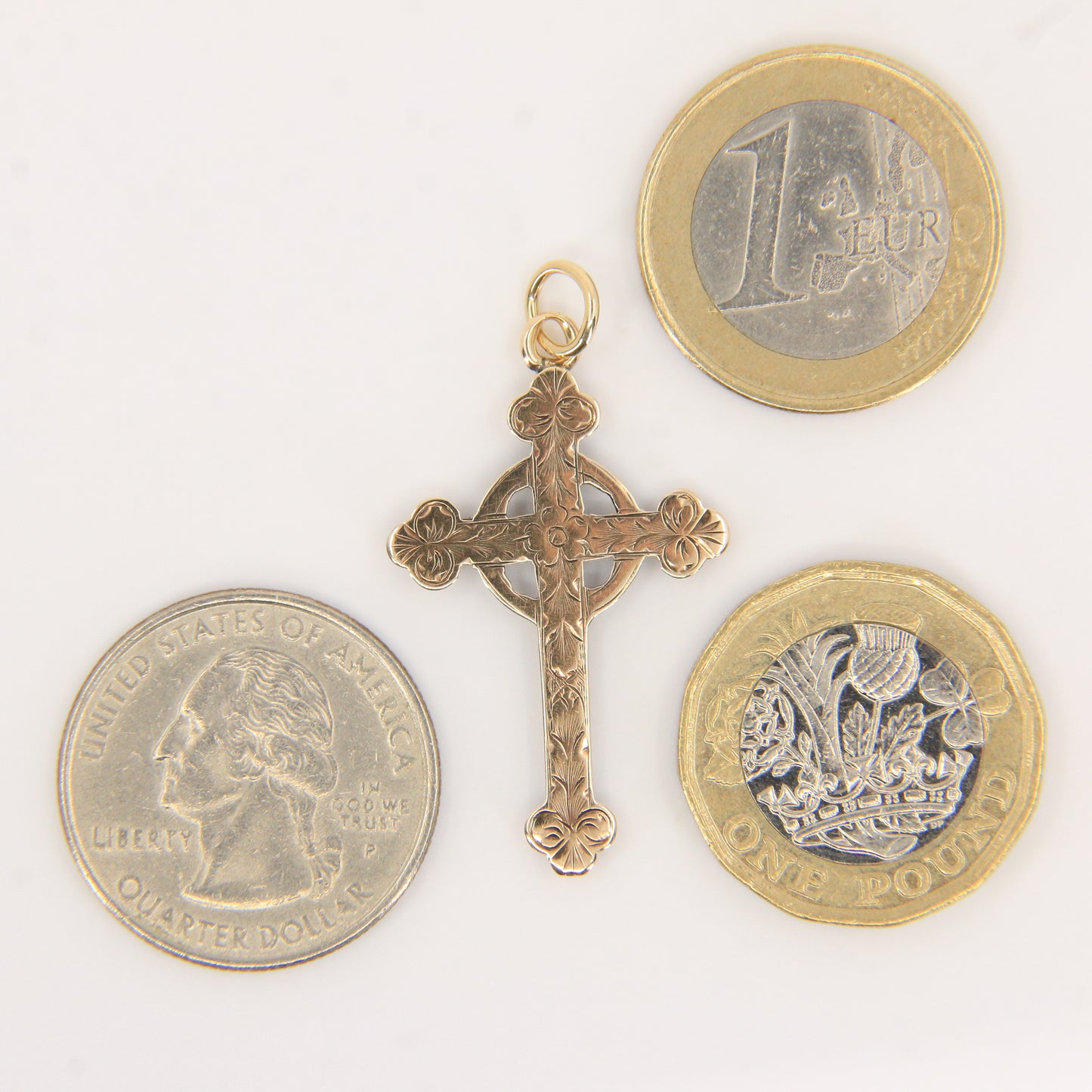 Antique 9ct Hallmarked Gold Cross – P.Bros Solid Gold Pendant Charm