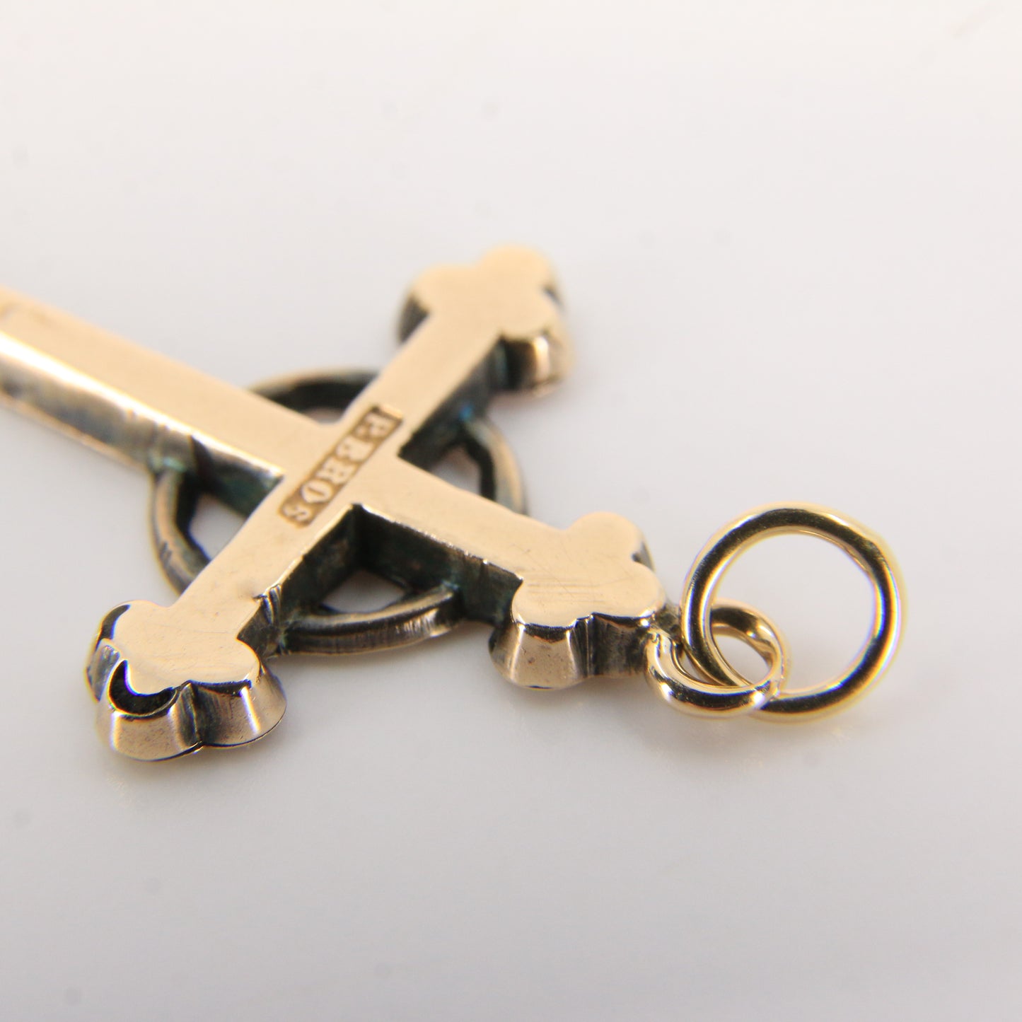 Antique 9ct Hallmarked Gold Cross – P.Bros Solid Gold Pendant Charm