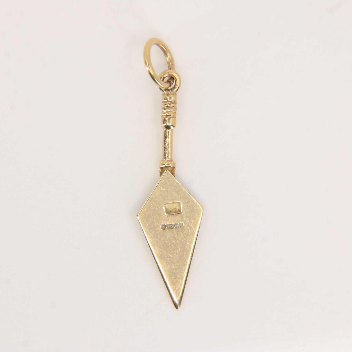Vintage 9ct Gold Hallmarked Masonic Trowel Pendant Blue Enamel Freemason Charm