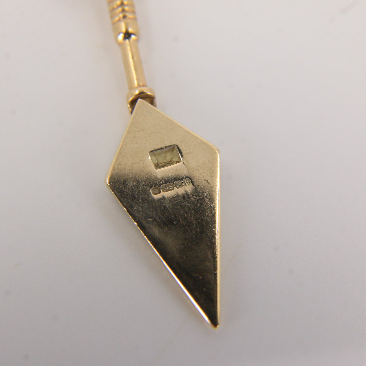 Vintage 9ct Gold Hallmarked Masonic Trowel Pendant Blue Enamel Freemason Charm