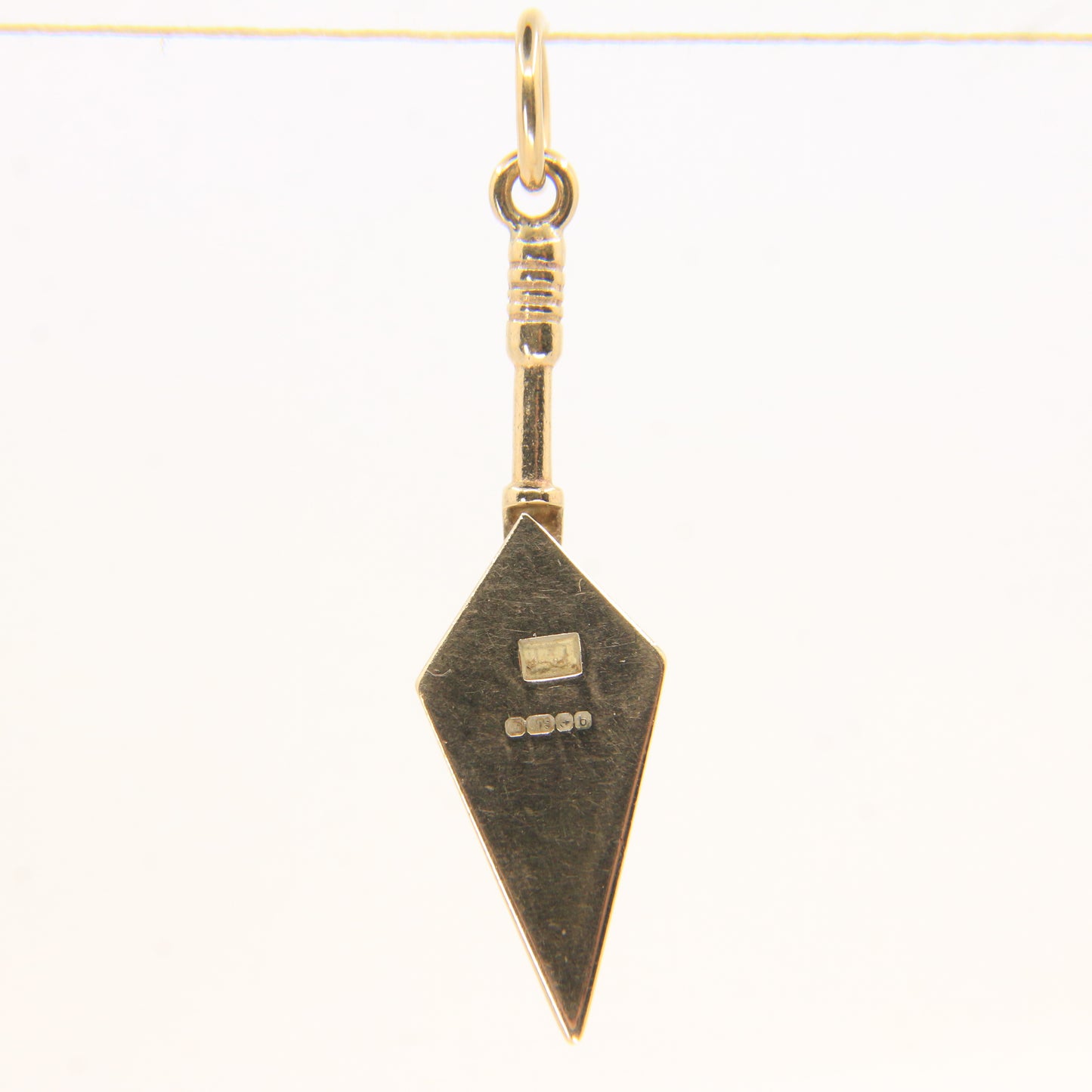 Vintage 9ct Gold Hallmarked Masonic Trowel Pendant Blue Enamel Freemason Charm