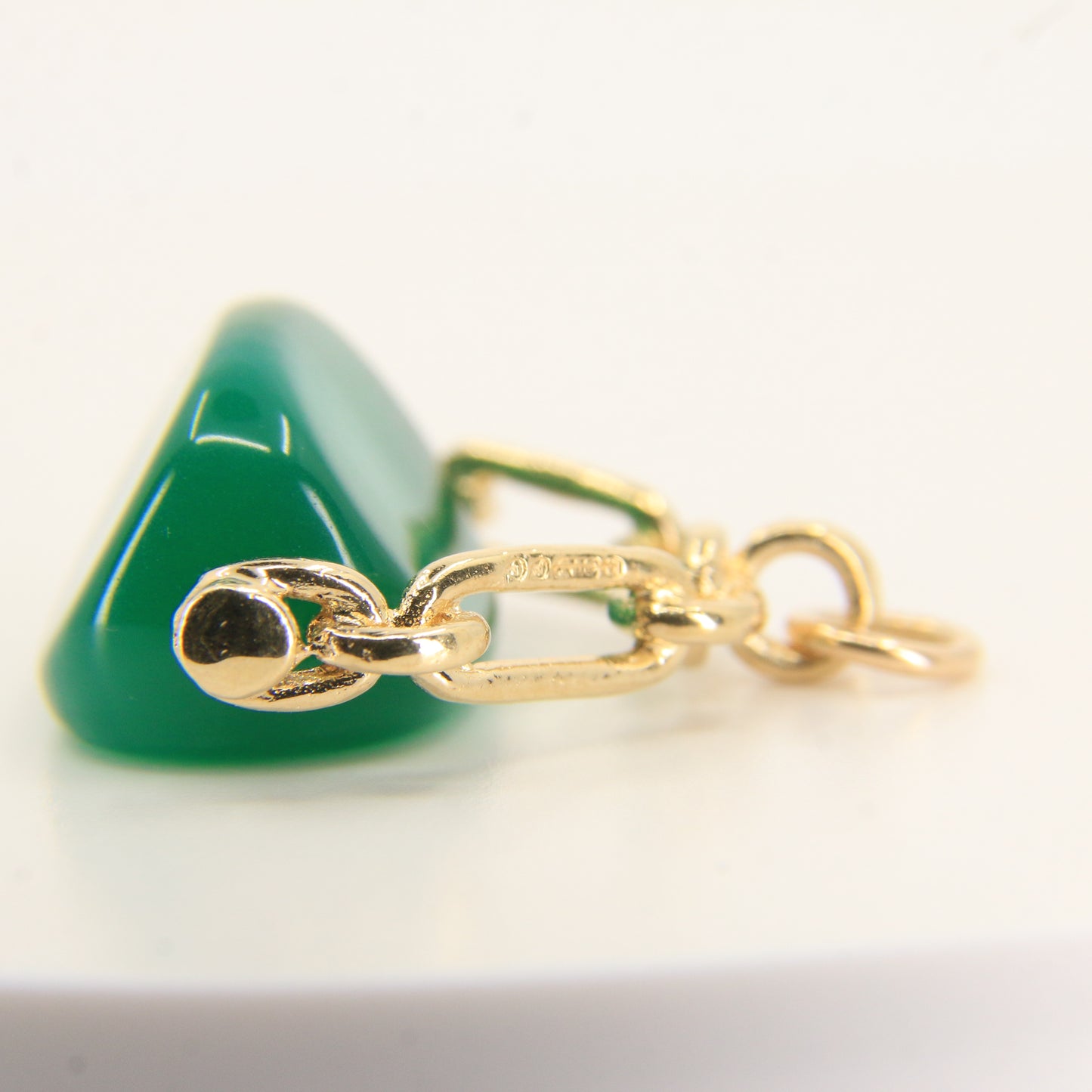 Vintage 9ct Hallmarked Gold Spinner Pendant – Malachite Fob Charm