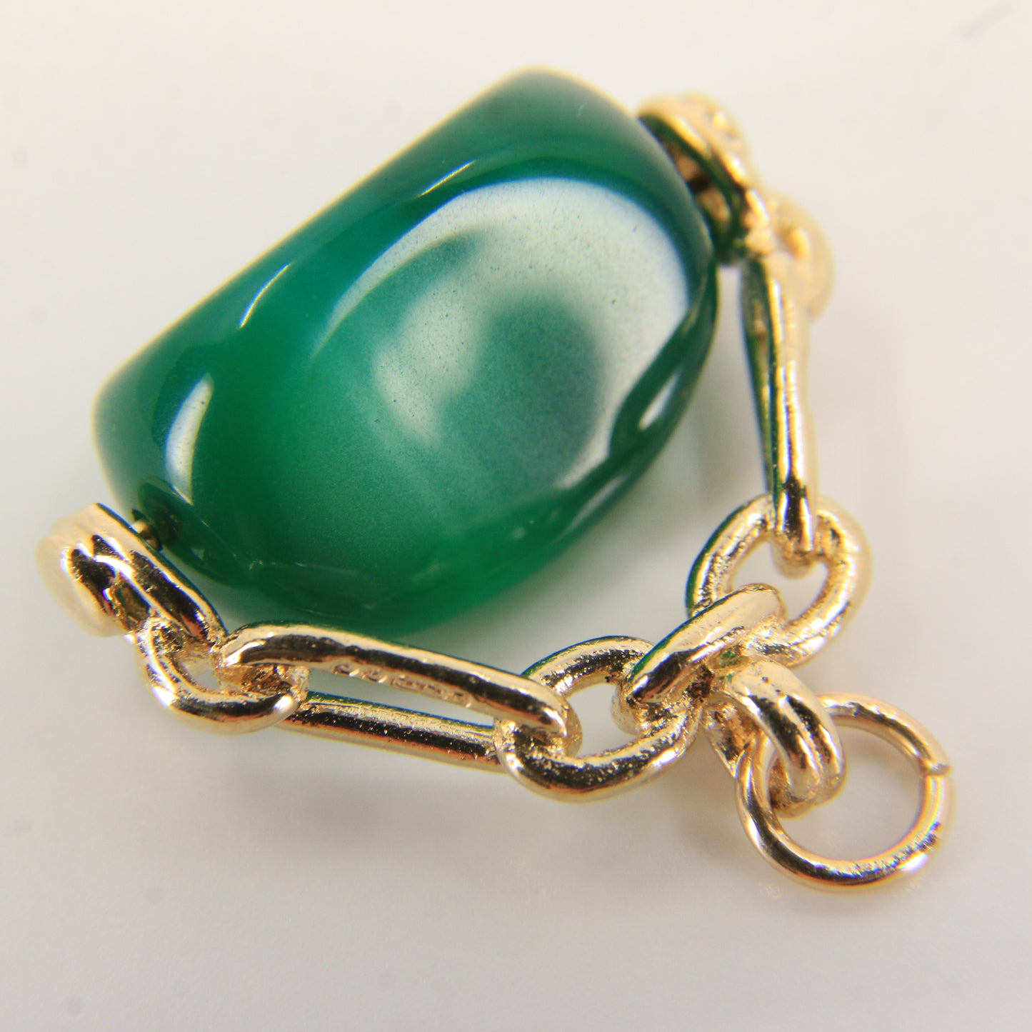 Vintage 9ct Hallmarked Gold Spinner Pendant – Malachite Fob Charm