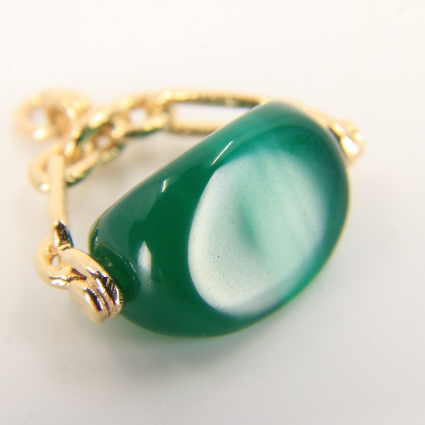 Vintage 9ct Hallmarked Gold Spinner Pendant – Malachite Fob Charm
