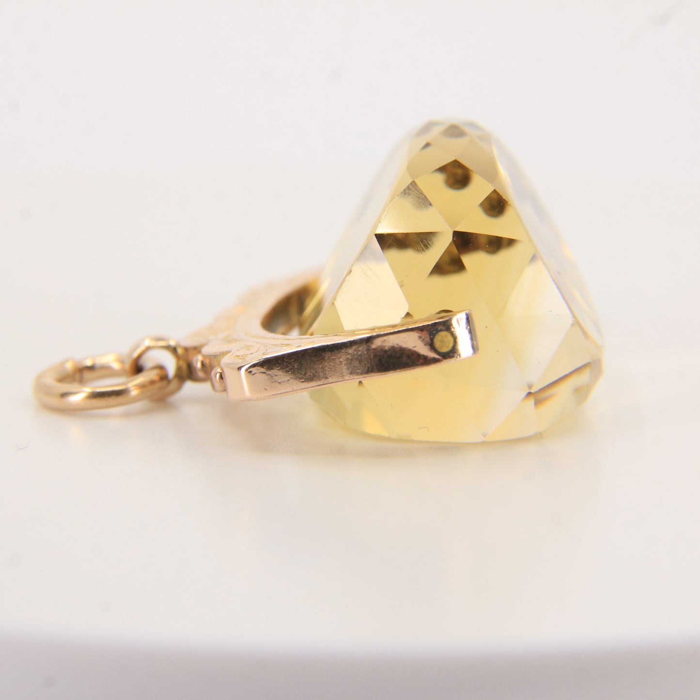 Antique 9ct Hallmarked Gold Spinner – Citrine Fob Pendant Charm