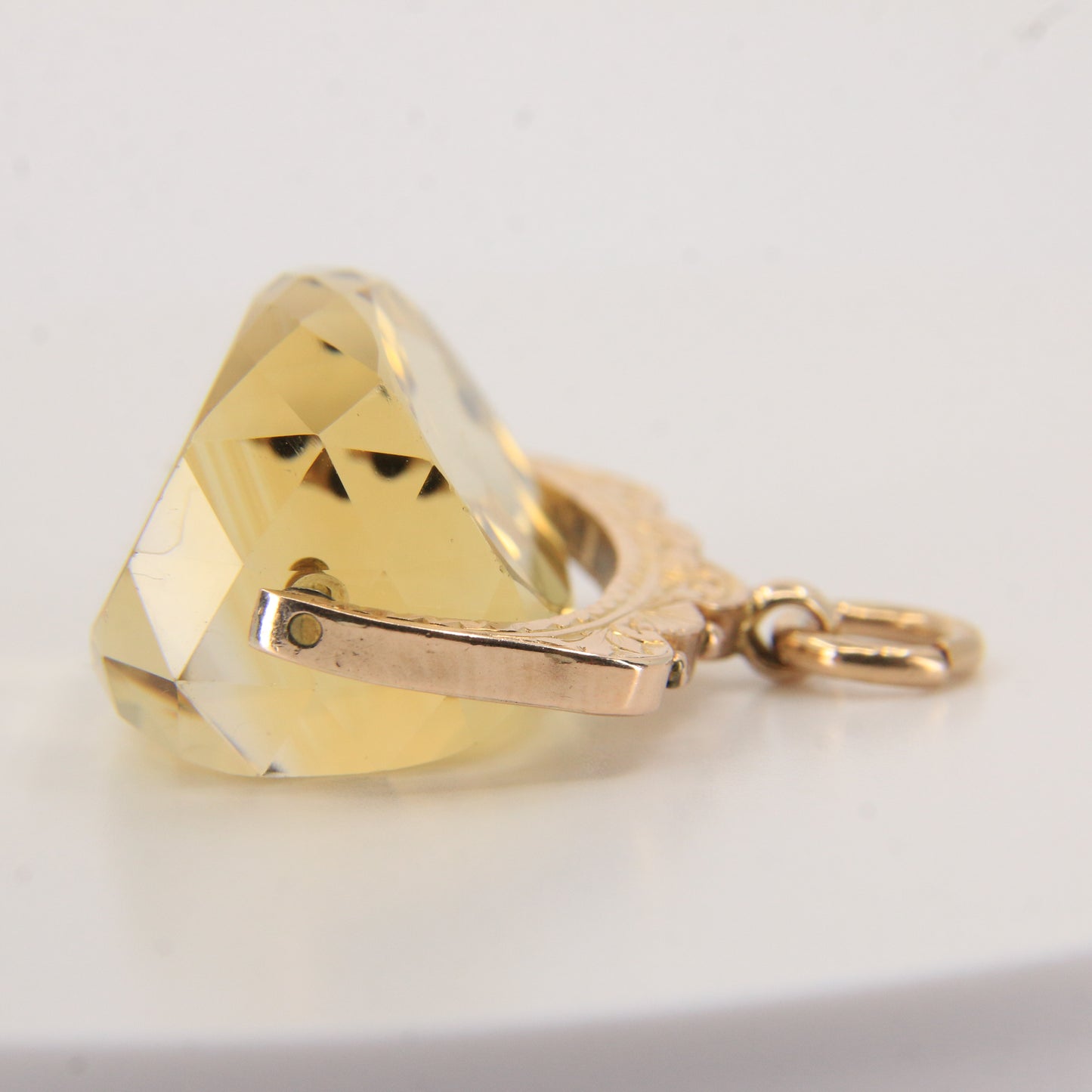 Antique 9ct Hallmarked Gold Spinner – Citrine Fob Pendant Charm