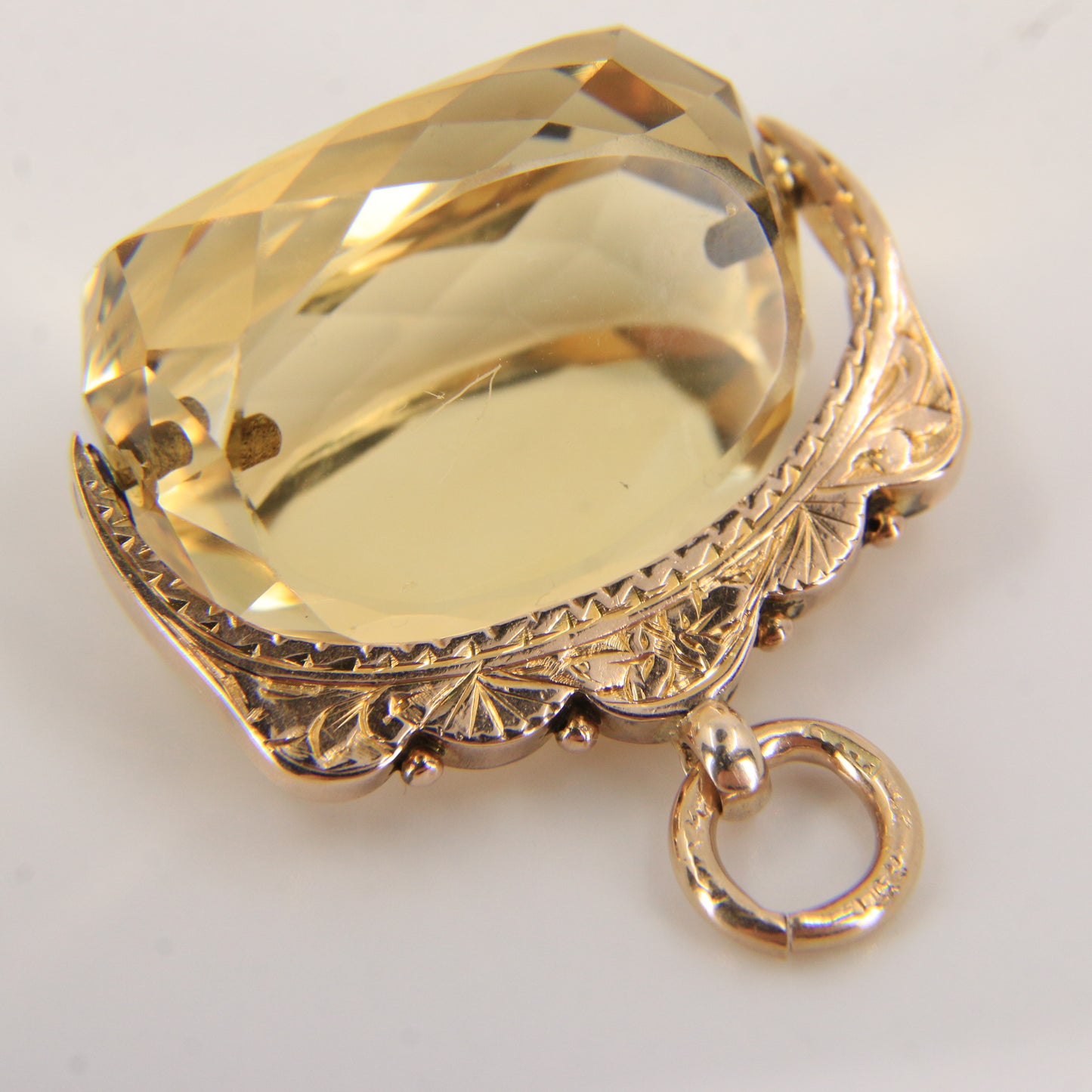 Antique 9ct Hallmarked Gold Spinner – Citrine Fob Pendant Charm
