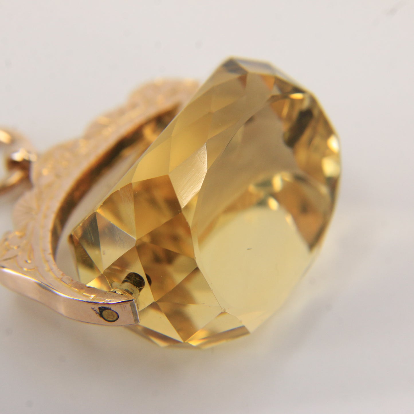 Antique 9ct Hallmarked Gold Spinner – Citrine Fob Pendant Charm