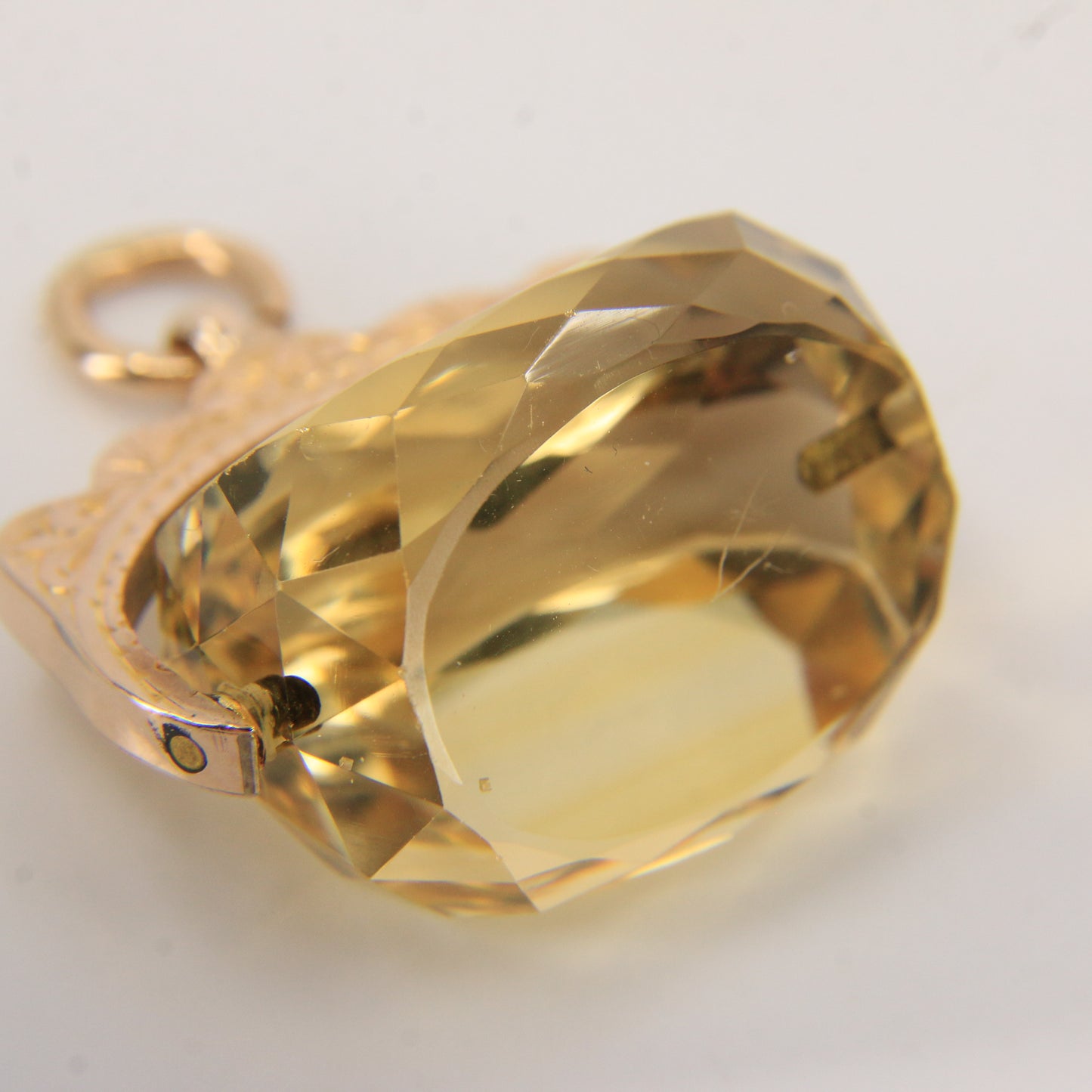 Antique 9ct Hallmarked Gold Spinner – Citrine Fob Pendant Charm