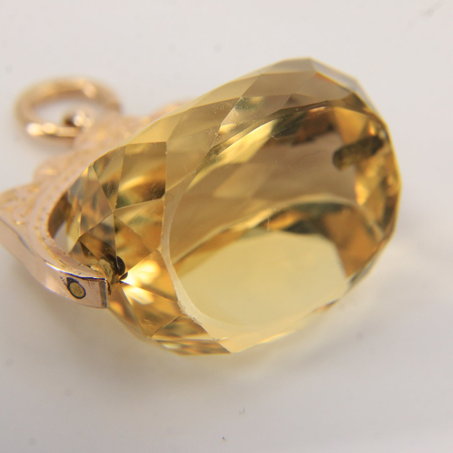 Antique 9ct Hallmarked Gold Spinner – Citrine Fob Pendant Charm