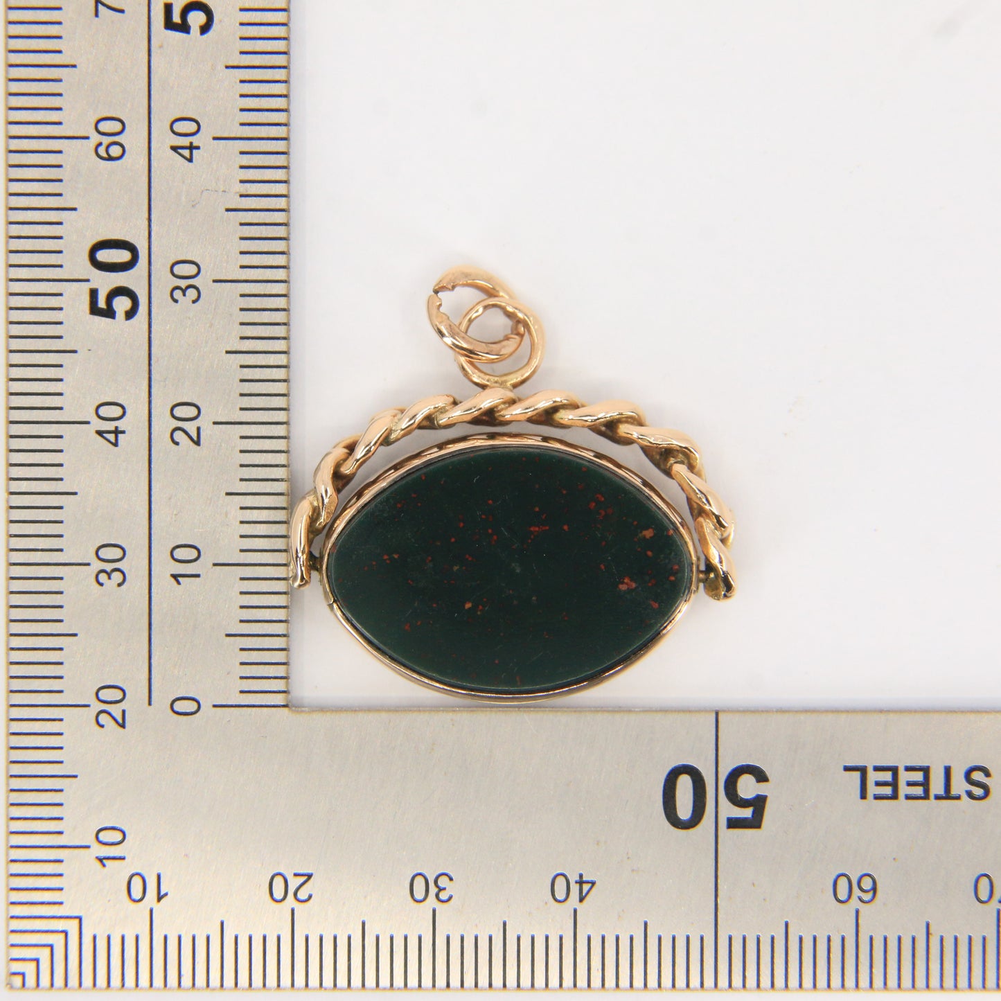 Antique 9ct Hallmarked Spinner Pendant – Bloodstone Carnelian Gold Fob Charm