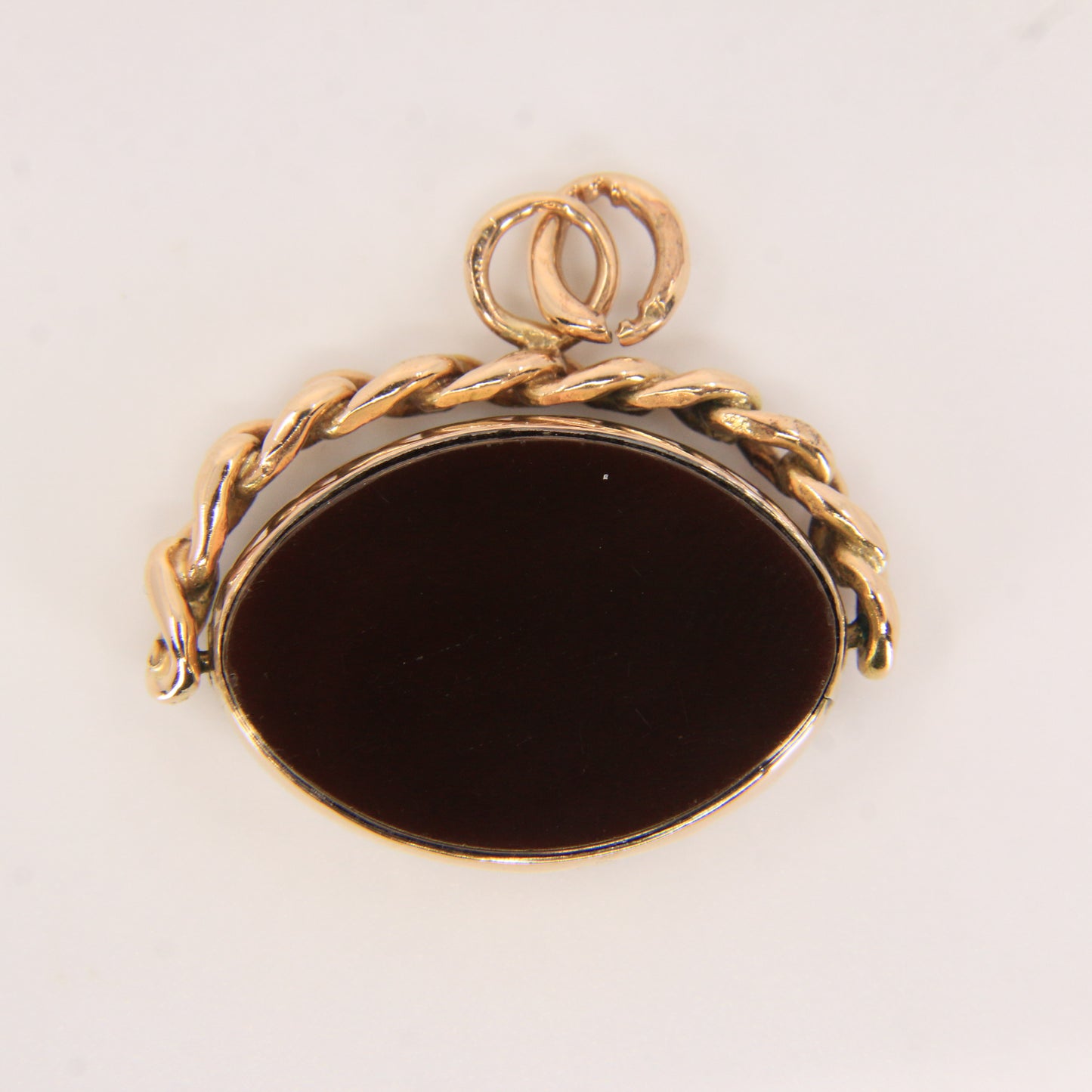 Antique 9ct Hallmarked Spinner Pendant – Bloodstone Carnelian Gold Fob Charm