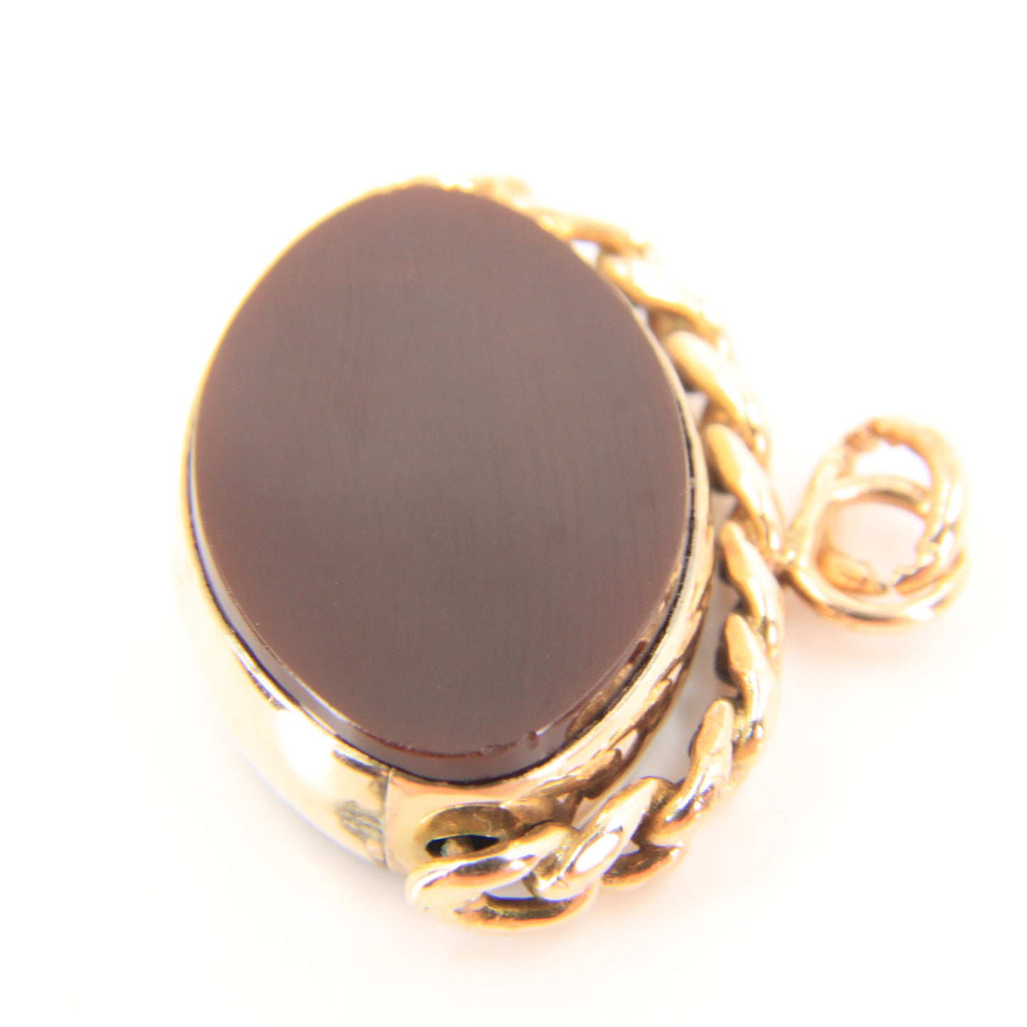 Antique 9ct Hallmarked Spinner Pendant – Bloodstone Carnelian Gold Fob Charm