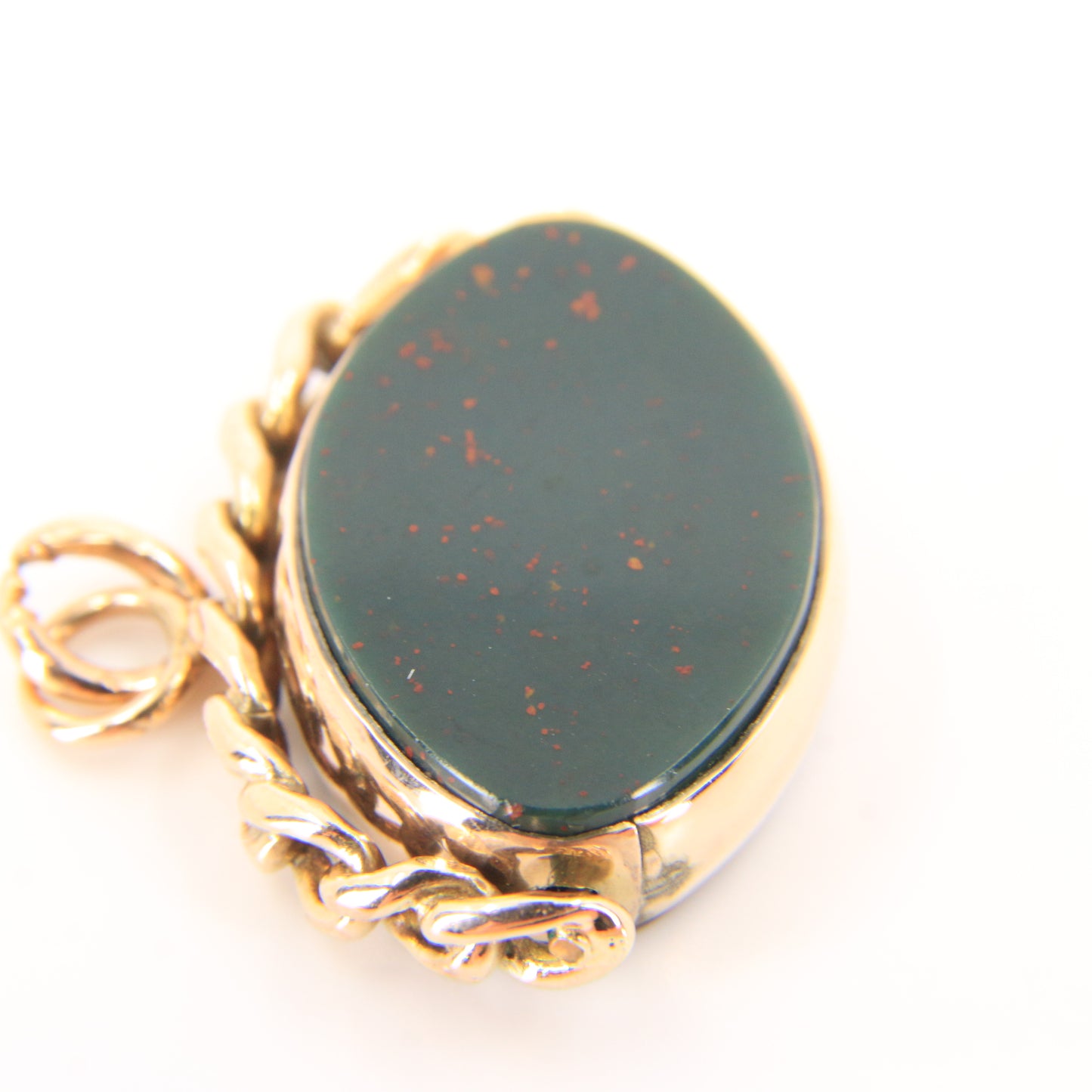 Antique 9ct Hallmarked Spinner Pendant – Bloodstone Carnelian Gold Fob Charm