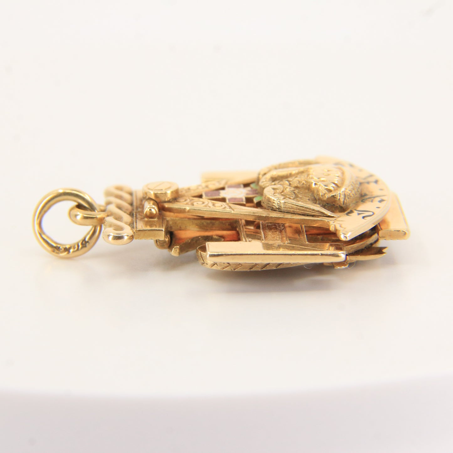 Vintage 14k Solid Gold Masonic 32nd Degree Pendant with Enamel