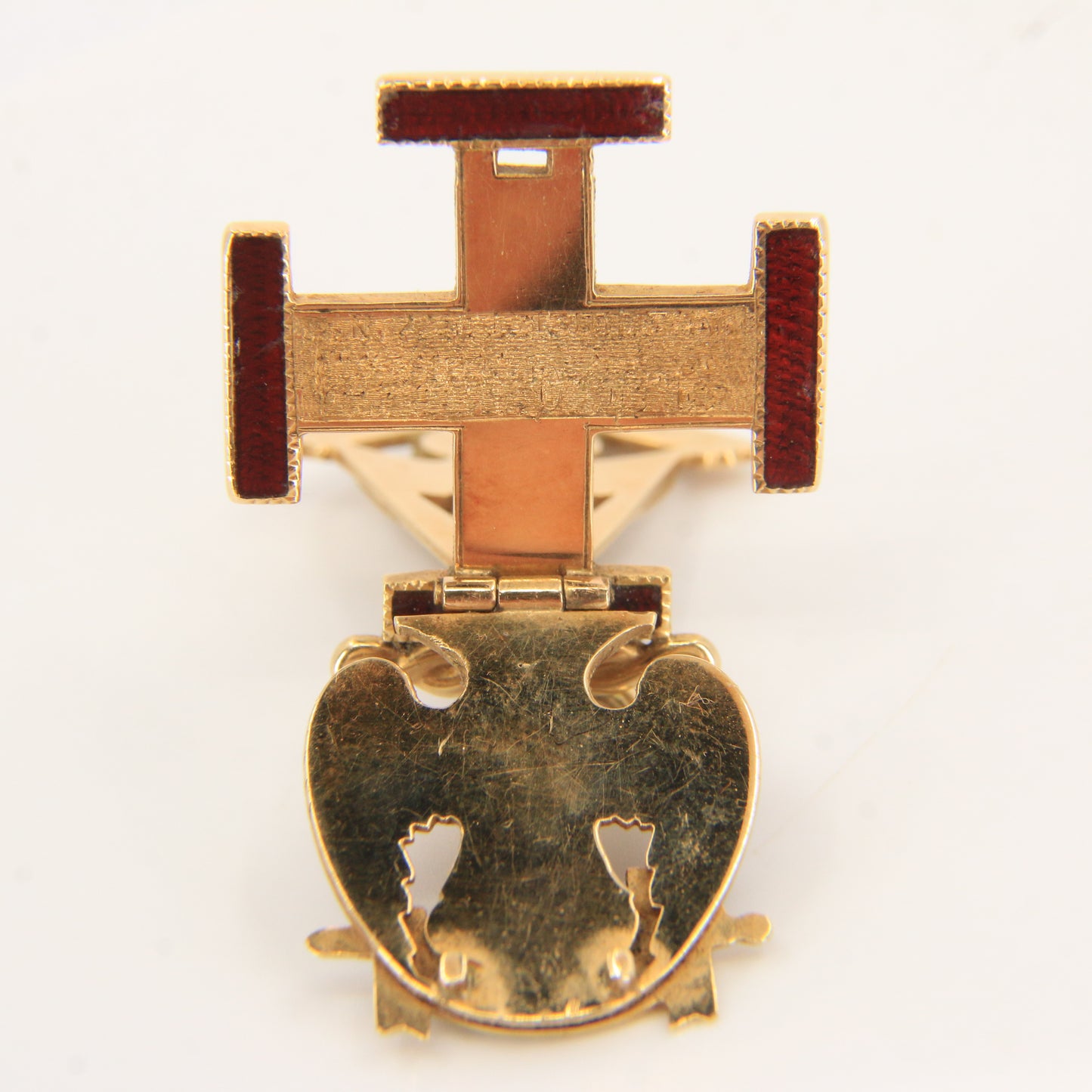 Vintage 14k Solid Gold Masonic 32nd Degree Pendant with Enamel