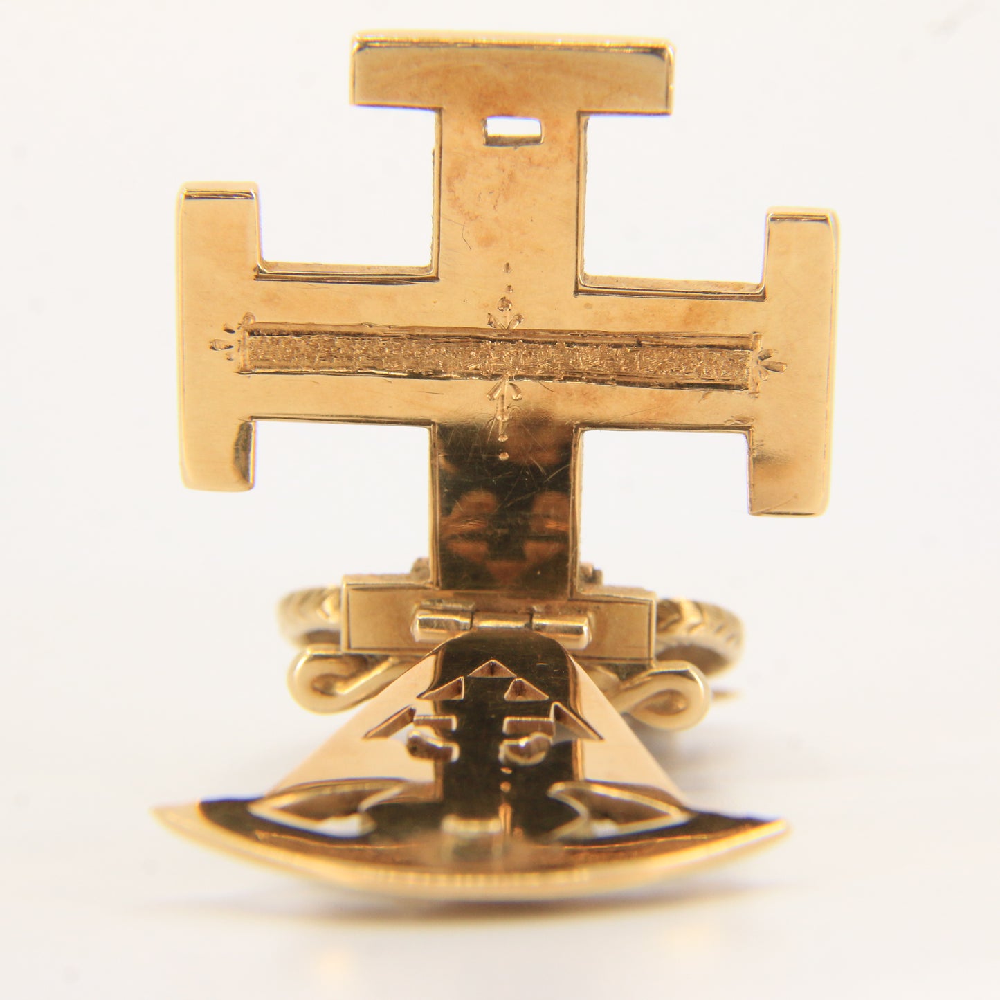 Vintage 14k Solid Gold Masonic 32nd Degree Pendant with Enamel